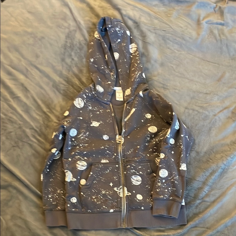 Carter's Gray Zip-Up Hoodie with Celestial Print